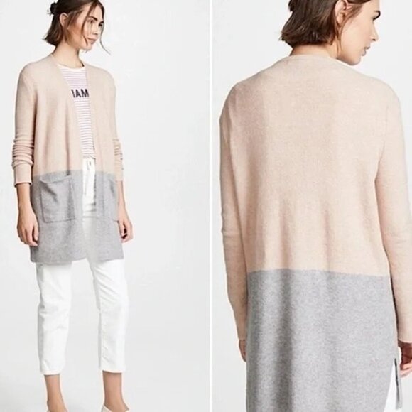 Madewell Kent Merino Wool Sweater Womens XXL Tan Gray Colorblock Alpaca Cardigan - Picture 1 of 11